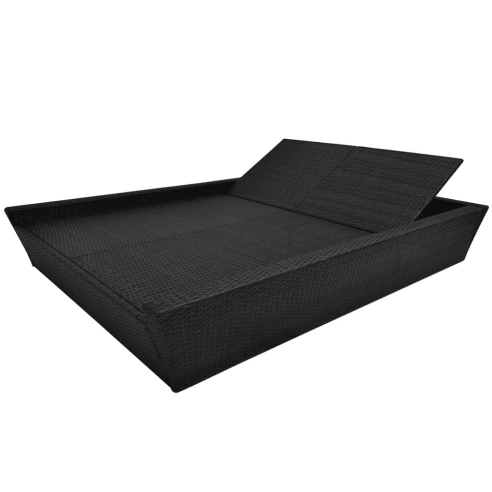 Vidaxl Outdoor Lounge Bed With Cushion Poly Rattan Black, 42903