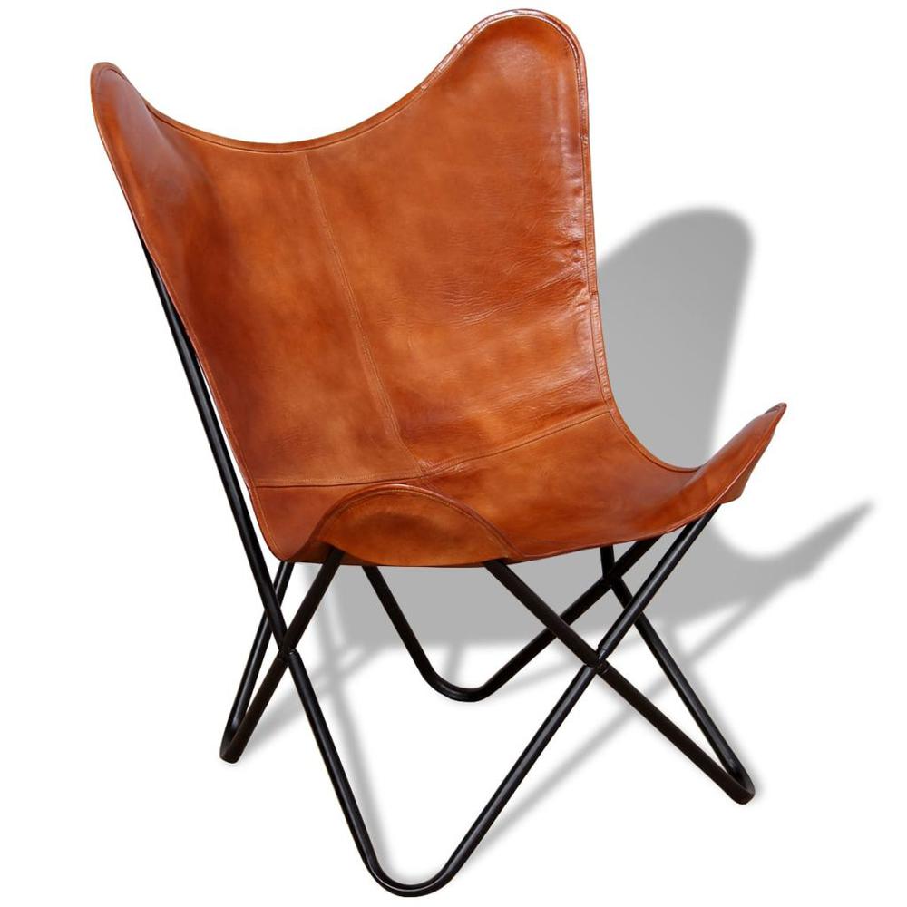 Image of Vidaxl Butterfly Chair Brown Real Leather, 243728