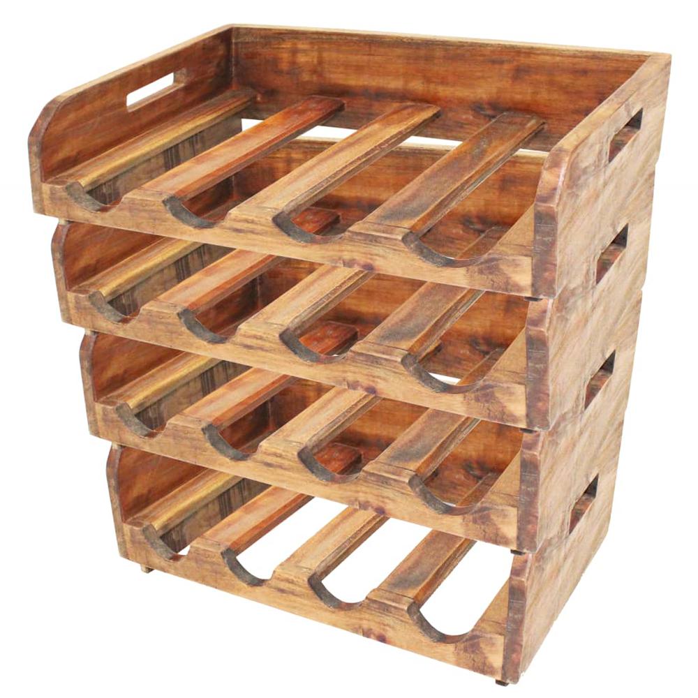 This is the image of vidaXL Wine Racks - Set of 4 - Holds 16 Bottles - Made from Solid Reclaimed Wood