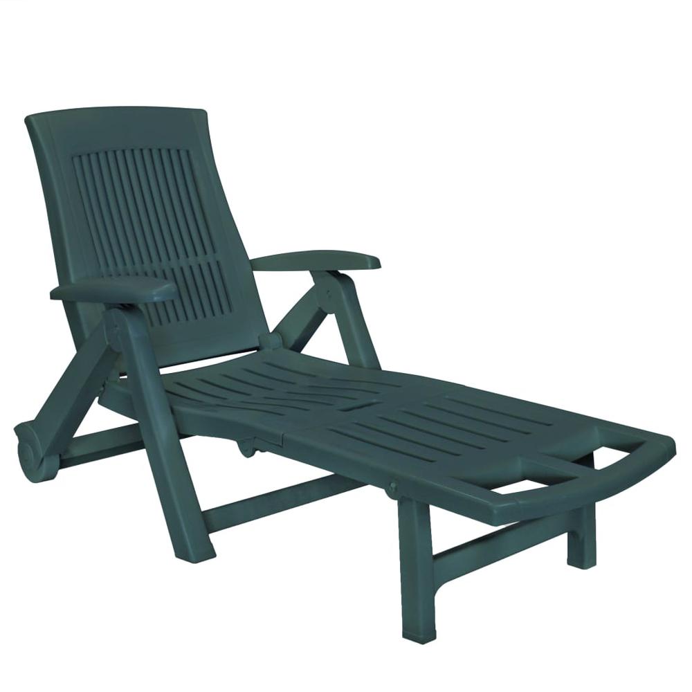 Image of Vidaxl Sun Lounger With Footrest Plastic Green, 43587