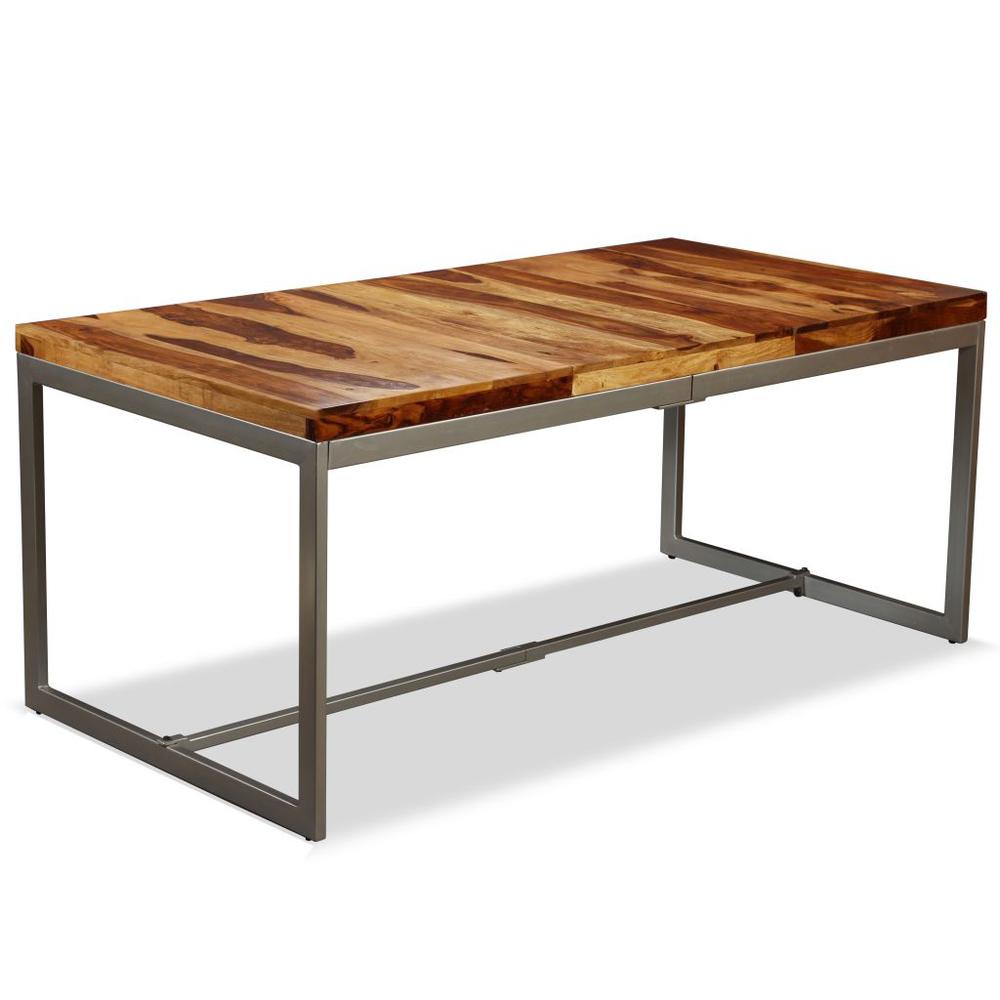 Image of Vidaxl Dining Table Solid Sheesham Wood And Steel 70.9", 244797