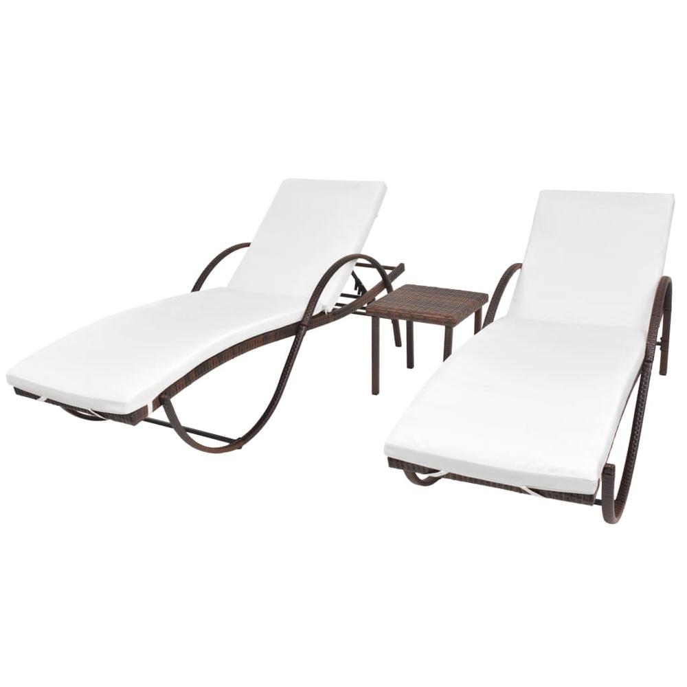Image of Vidaxl Sun Loungers 2 Pcs With Table Poly Rattan Brown, 274868