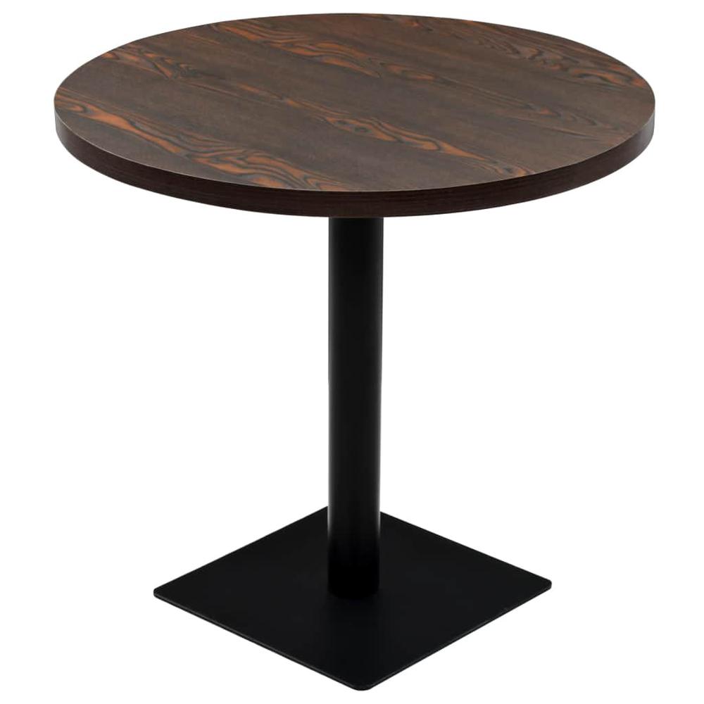 Image of Vidaxl Bistro Table Mdf And Steel Round 31.5"X29.5" Dark Ash, 245610