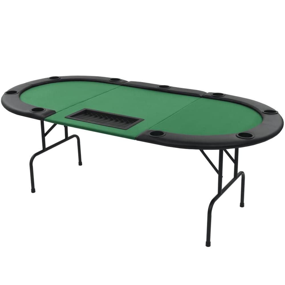 Vidaxl 9-Player Folding Poker Table 3 Fold Oval Green, 80210