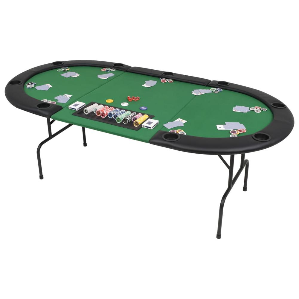 Image of Vidaxl 9-Player Folding Poker Table 3 Fold Oval Green, 80210