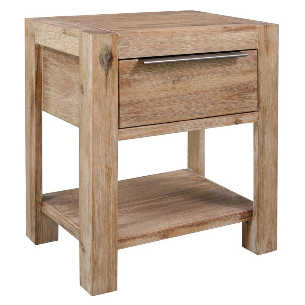 Image of Vidaxl Nightstand With Drawer 15.7"X11.8"X18.9" Solid Acacia Wood, 245683
