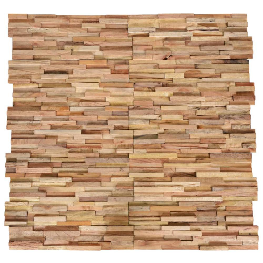 This is the image of vidaXL 3D Wall Cladding Panels - 10 pcs - Solid Teak - 10.8 ft² (245794)