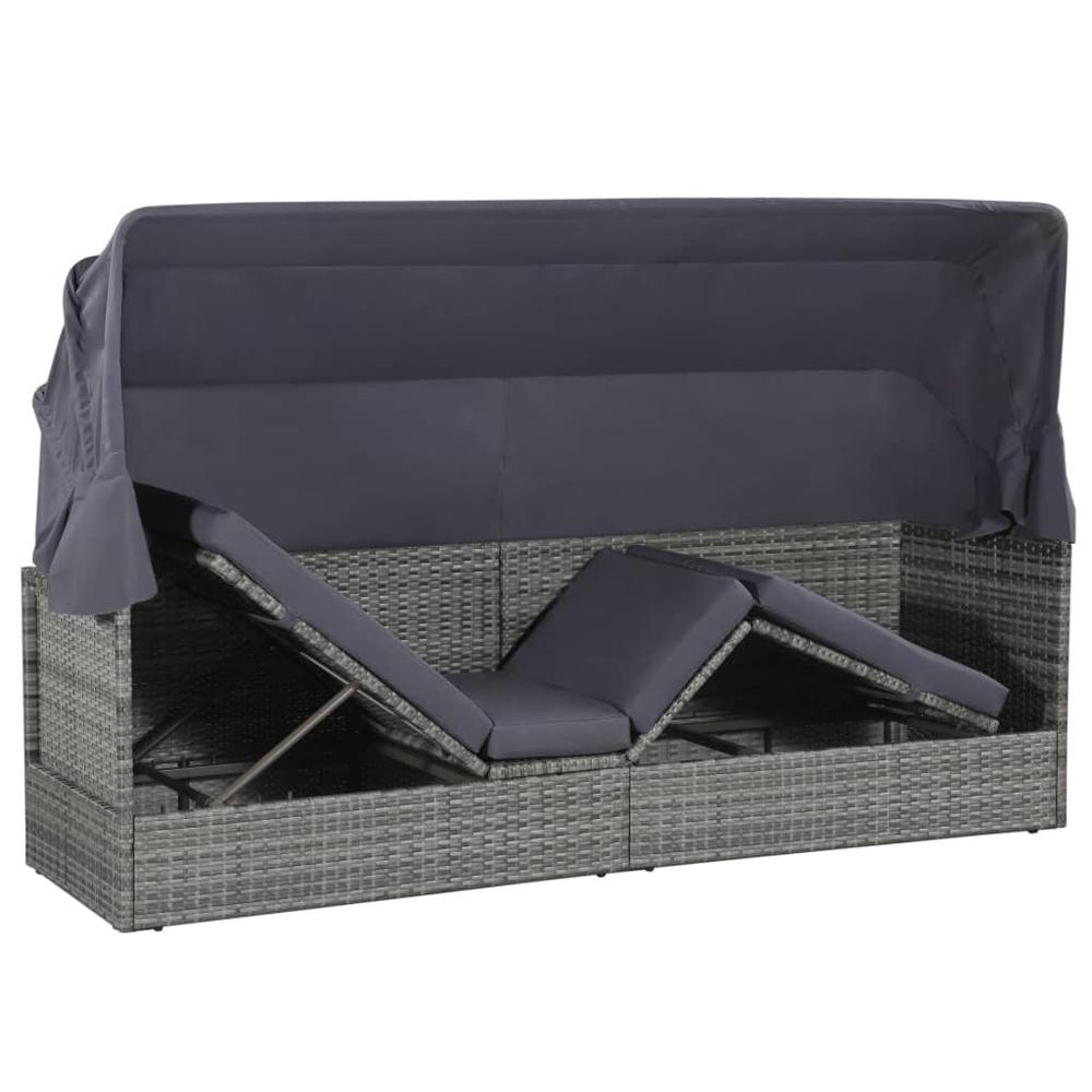Vidaxl Garden Bed With Canopy Gray 80.7"X24.4" Poly Rattan, 43962
