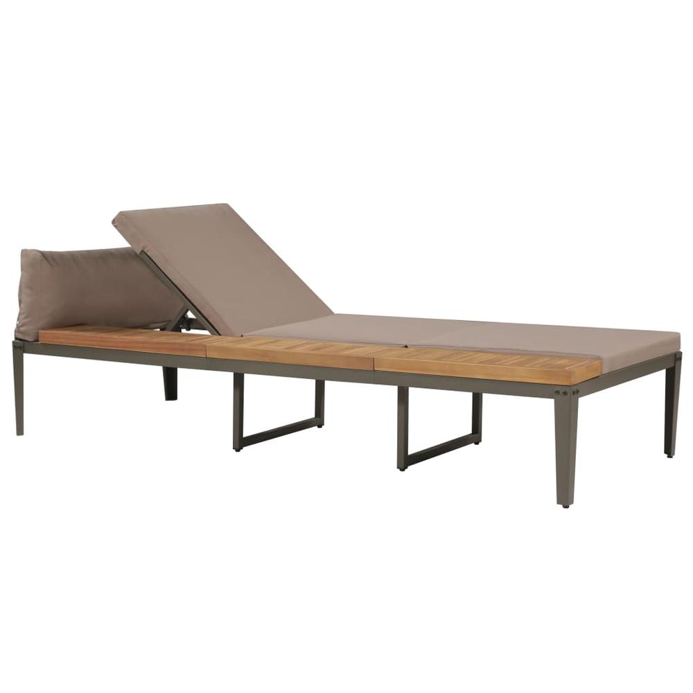 Vidaxl Sun Lounger With Cushions Solid Acacia Wood Brown , 44249