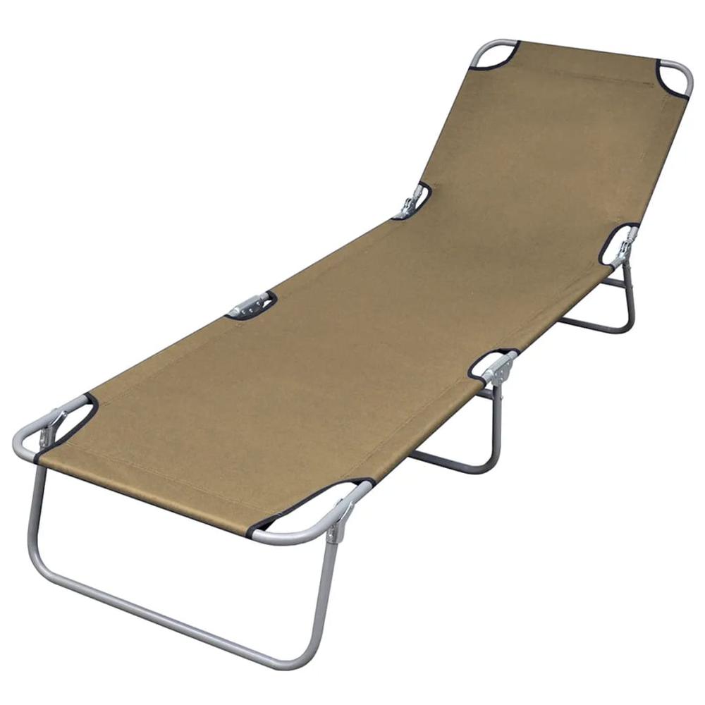 Image of Vidaxl Foldable Sunlounger With Adjustable Backrest Taupe, 44294