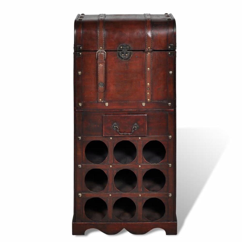 vidaXL Wooden Wine Rack with Storage for 9 Bottles - 240506