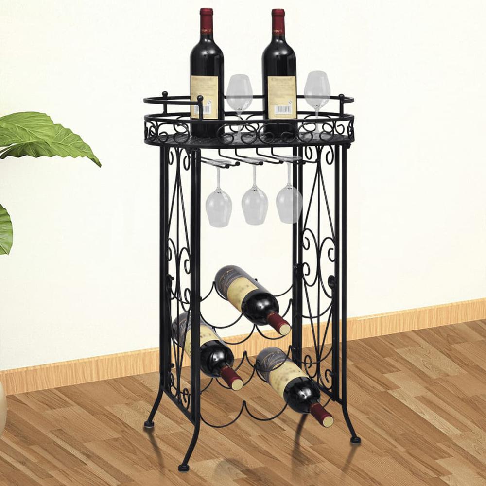 This is the image of vidaXL Metal Wine Rack with Glass Holder for 9 Bottles - 240940