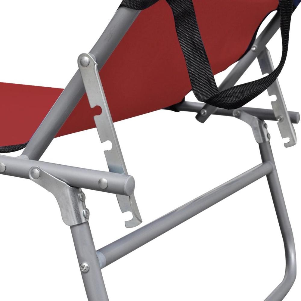 Vidaxl Folding Sun Lounger With Canopy Steel And Fabric Red, 41198