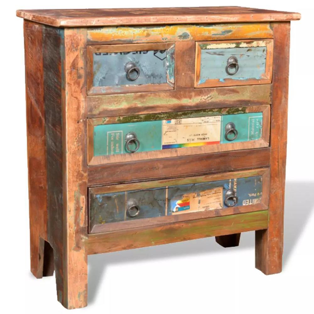 Image of Vidaxl Reclaimed Cabinet Solid Wood With 4 Drawers, 241136