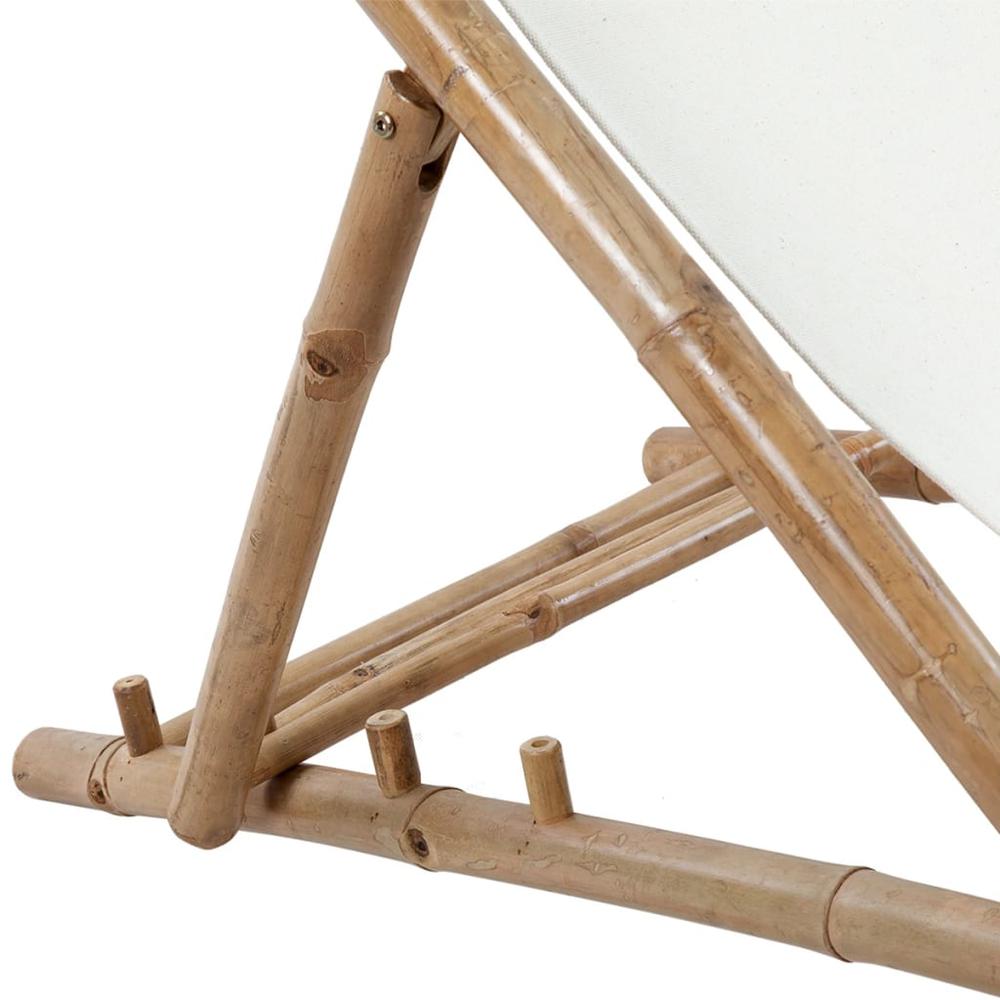 Vidaxl Outdoor Deck Chair Bamboo And Canvas, 41491