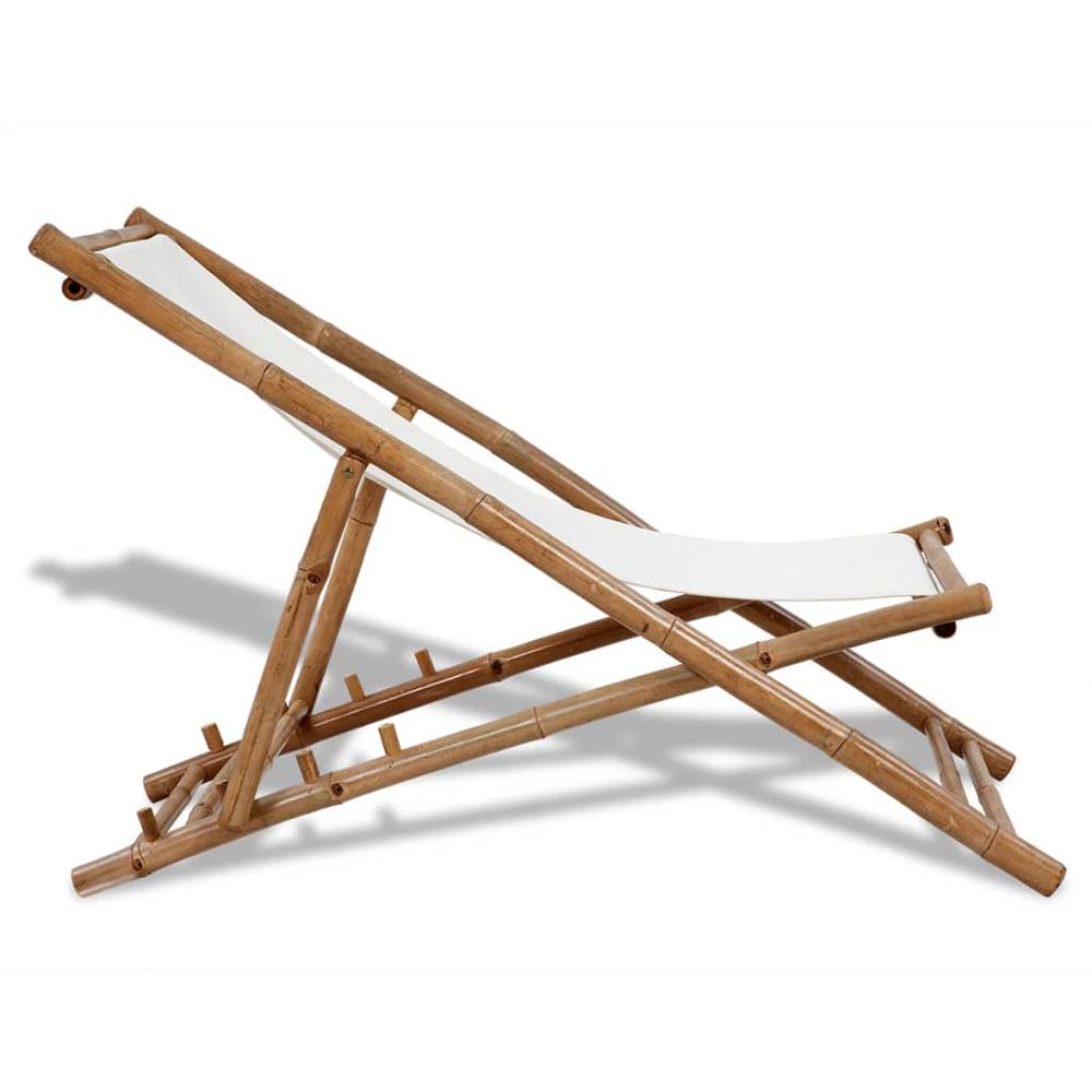 Vidaxl Outdoor Deck Chair Bamboo And Canvas, 41491