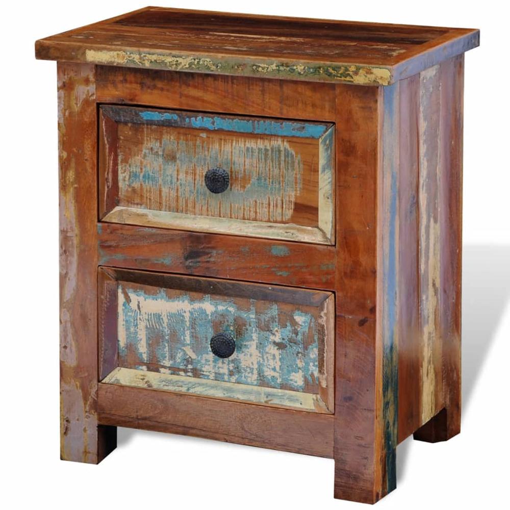 Image of Vidaxl Nightstand With 2 Drawers Solid Reclaimed Wood, 241643