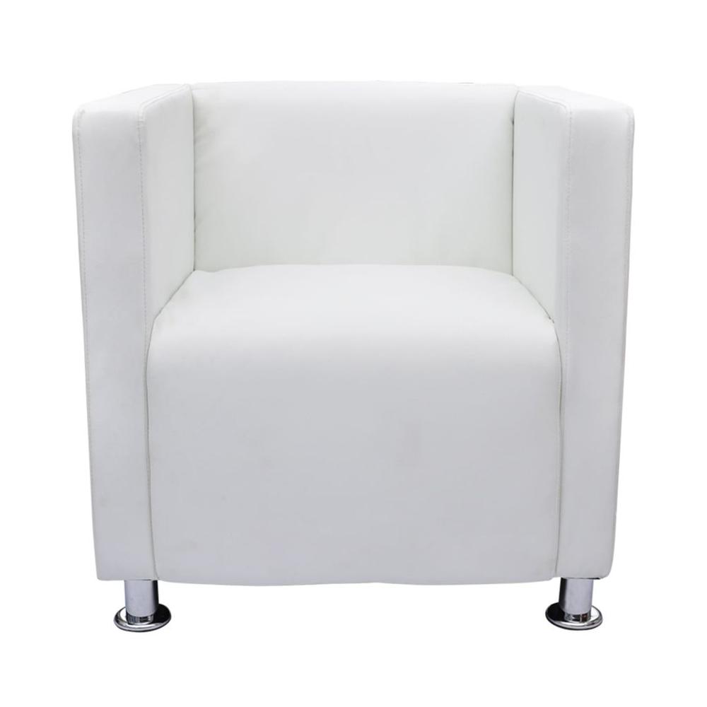 Vidaxl Cube Armchair White Faux Leather, 242515