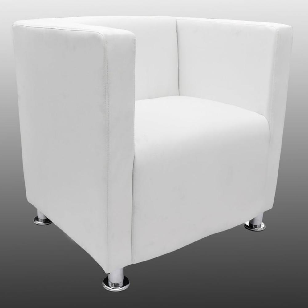 Vidaxl Cube Armchair White Faux Leather, 242515