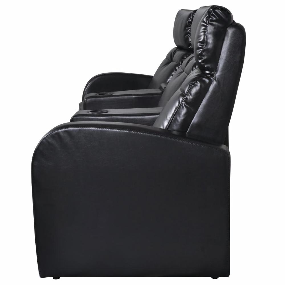 Vidaxl 3-Seater Home Theater Recliner Sofa Black Faux Leather, 242543