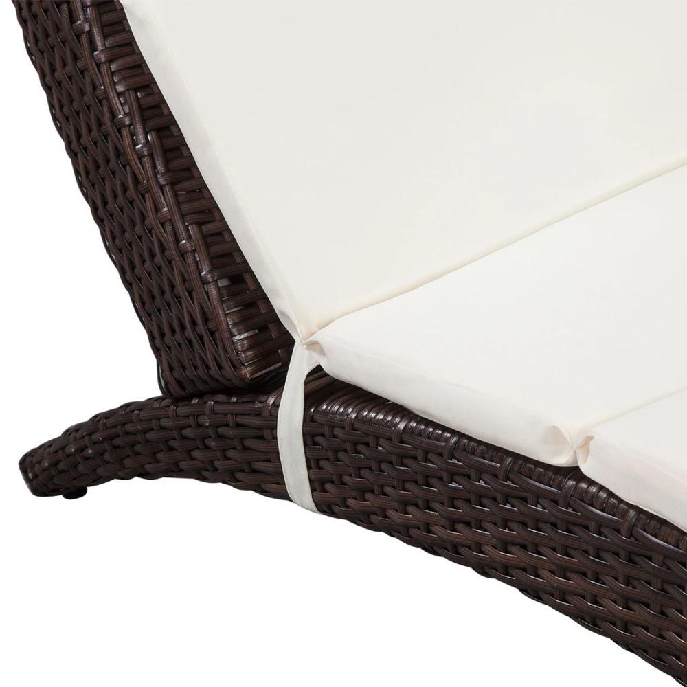 Vidaxl Folding Sun Lounger With Cushion Poly Rattan Brown, 41808