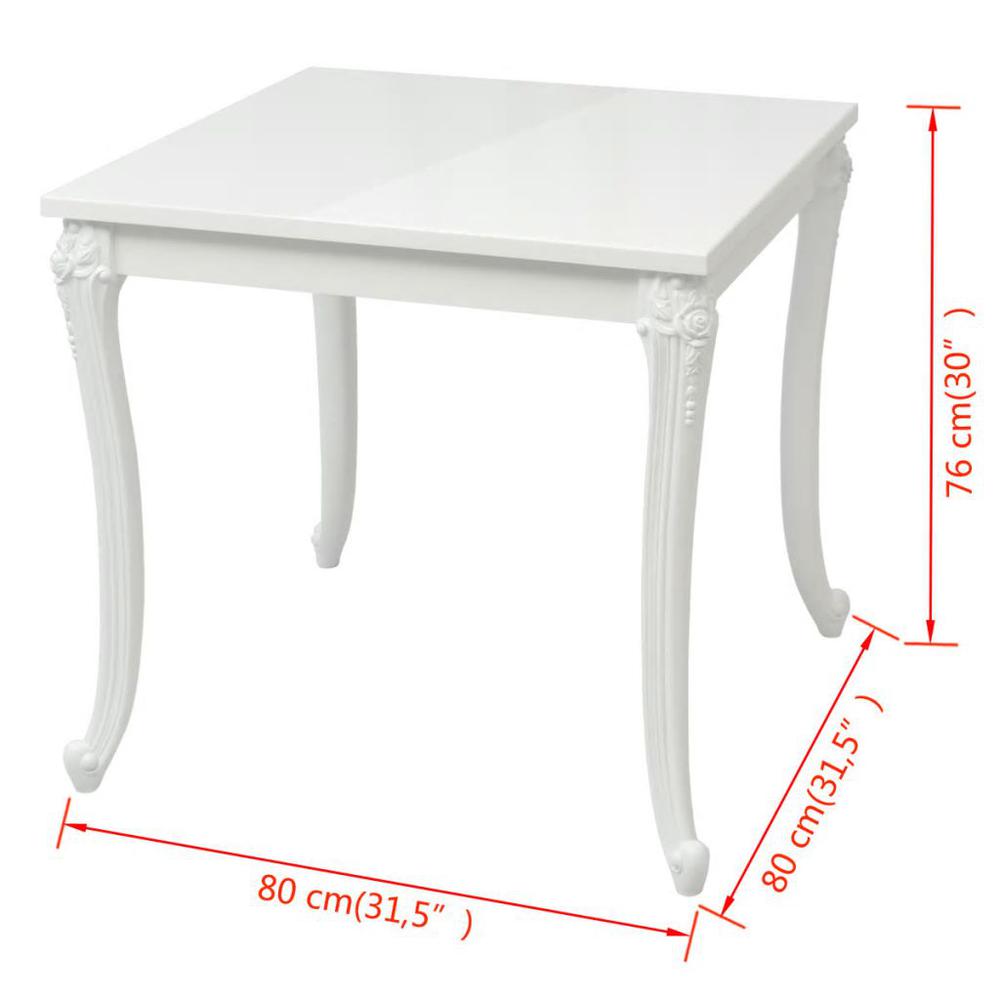 Vidaxl Dining Table 31.5"X31.5"X30" High Gloss White, 243382