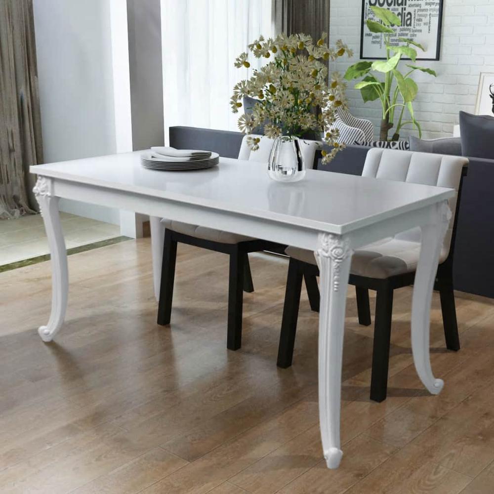 Image of Vidaxl Dining Table 45.7"X26"X30" High Gloss White, 243383