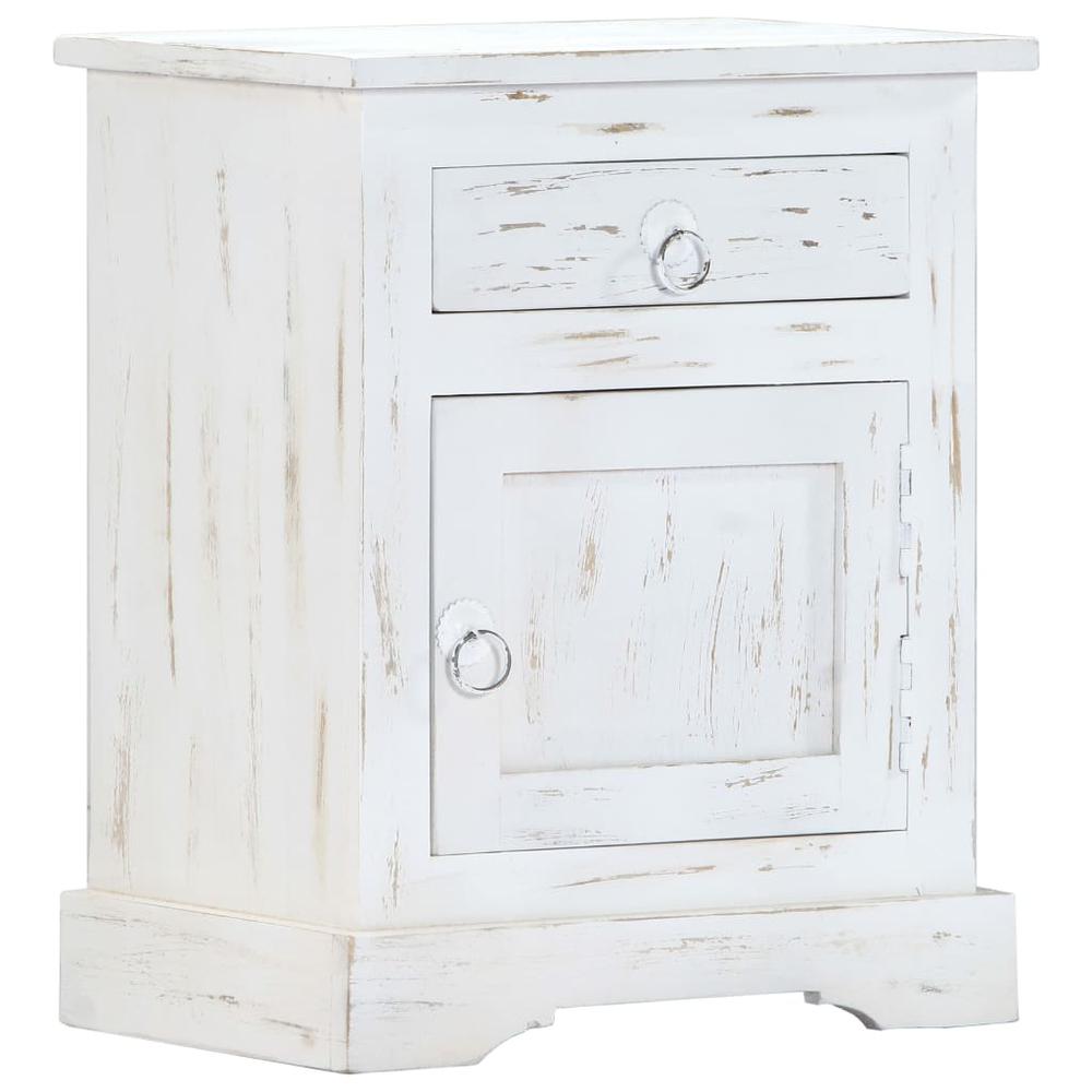 Image of Vidaxl Bedside Cabinet White 15.7"X11.8"X19.6" Solid Mango Wood, 247713