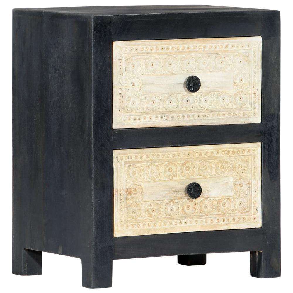 Image of Vidaxl Hand Carved Bedside Cabinet Gray 15.8"X11.8"X19.7" Solid Mango Wood, 282722