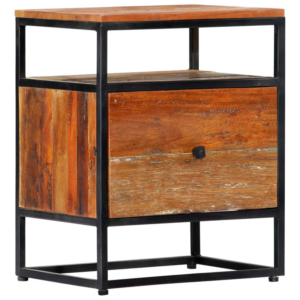 Image of Vidaxl Bedside Cabinet 15.8"X11.8"X19.7" Solid Reclaimed Wood And Steel, 282725
