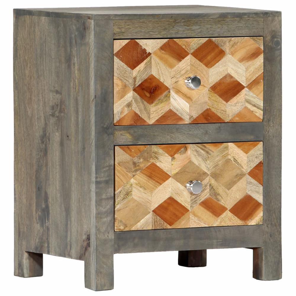 Image of Vidaxl Bedside Cabinet Gray 15.8"X11.8"X19.7" Solid Mango Wood, 282734