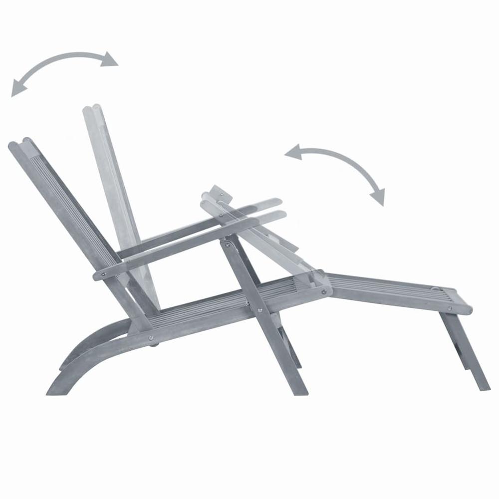 Vidaxl Outdoor Deck Chair With Footrest Grey Wash Solid Acacia Wood, 45957