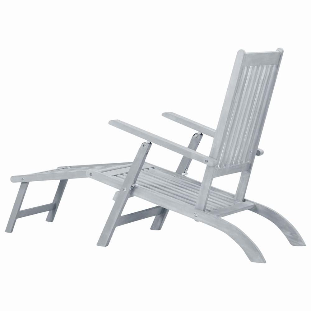 Vidaxl Outdoor Deck Chair With Footrest Grey Wash Solid Acacia Wood, 45957