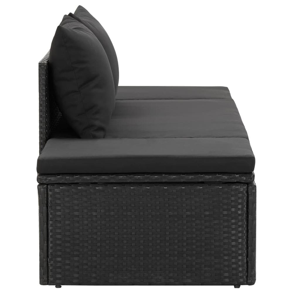 Vidaxl Sun Bed With Cushions Poly Rattan Black, 46224