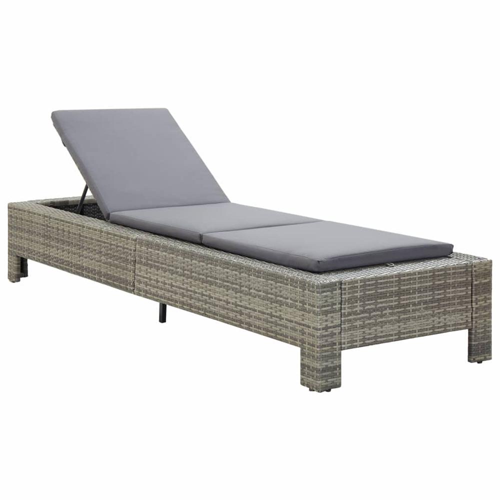 Image of Vidaxl Sunbed With Cushion Gray Poly Rattan, 46236