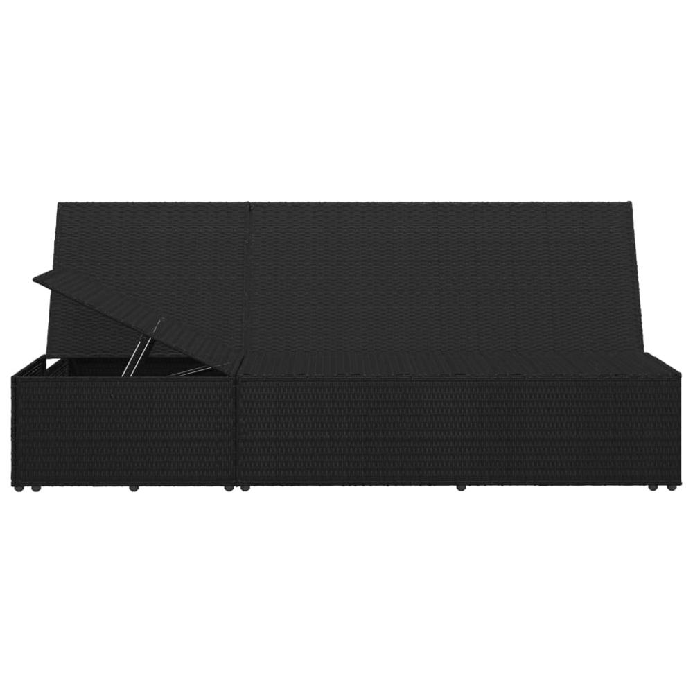 Vidaxl Convertible Sun Bed With Cushion Poly Rattan Black, 46245