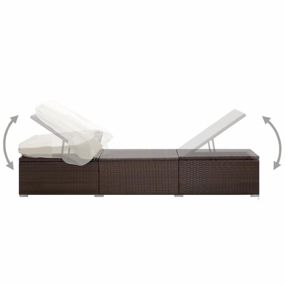 Vidaxl Sun Lounger With Canopy And Cushion Poly Rattan Brown, 46247