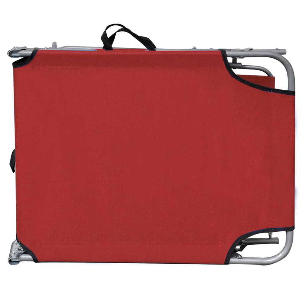 Vidaxl Folding Sun Lounger With Canopy Red Aluminium, 47771