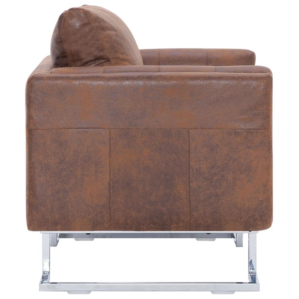 Vidaxl Cube Armchair Brown Faux Suede Leather, 282264