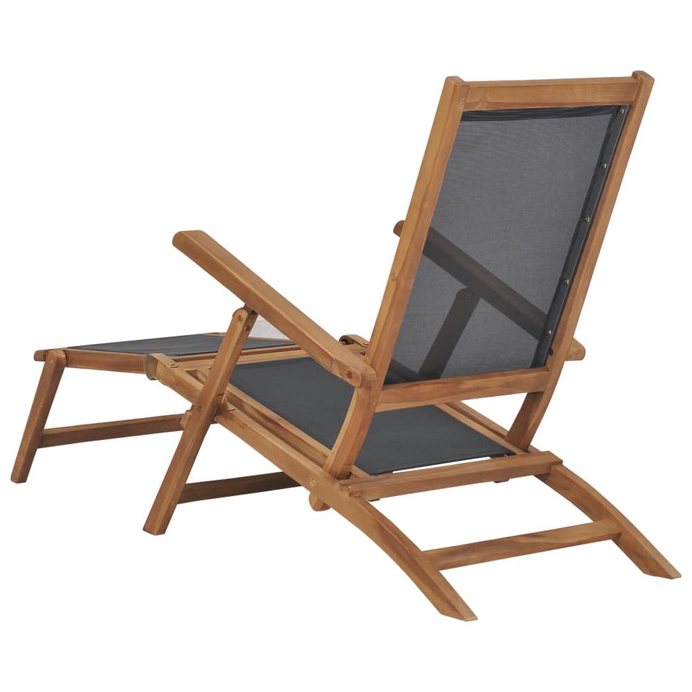 Vidaxl Deck Chair With Footrest Solid Teak Wood Black 7410