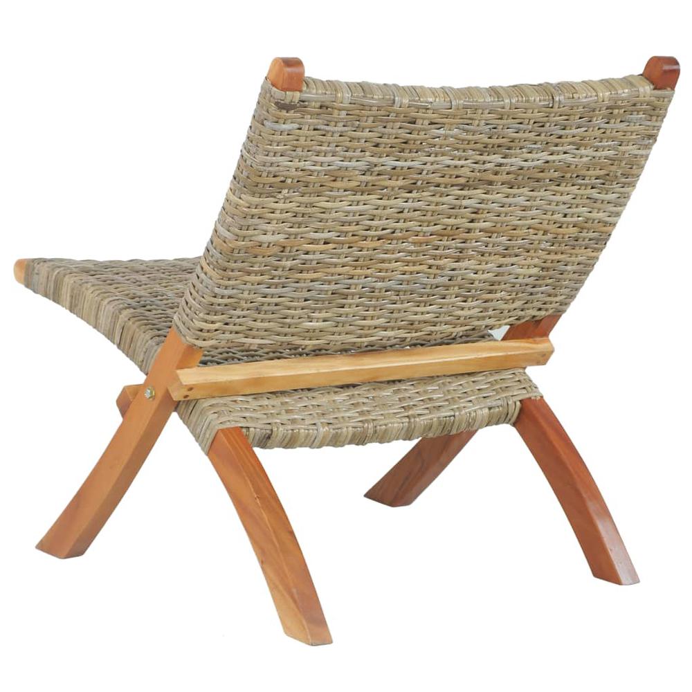Vidaxl Relaxing Chair Natural Kubu Rattan And Solid Mahogany Wood 5803