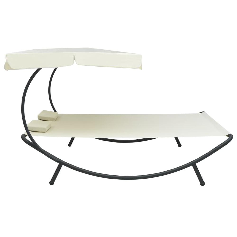 Vidaxl Outdoor Lounge Bed With Canopy And Pillows Cream White, 48068