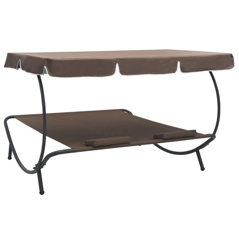 Vidaxl Outdoor Lounge Bed With Canopy And Pillows Brown, 48069