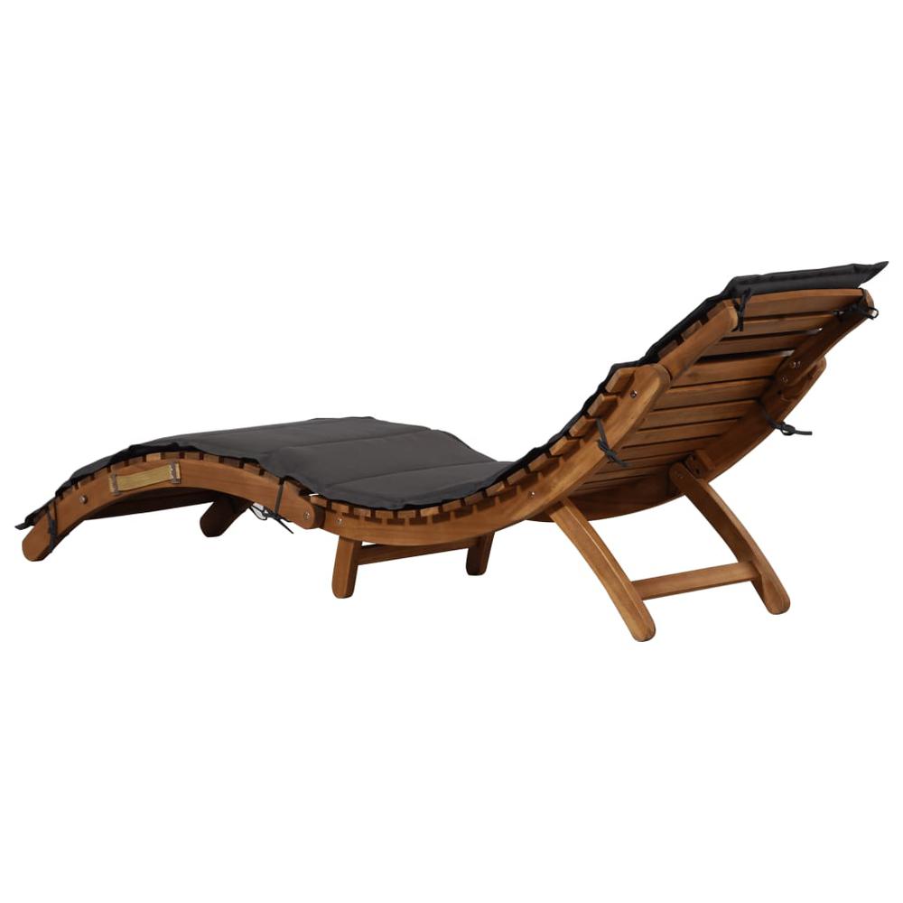 Vidaxl Sun Lounger With Cushion Solid Acacia Wood Dark Gray, 46651