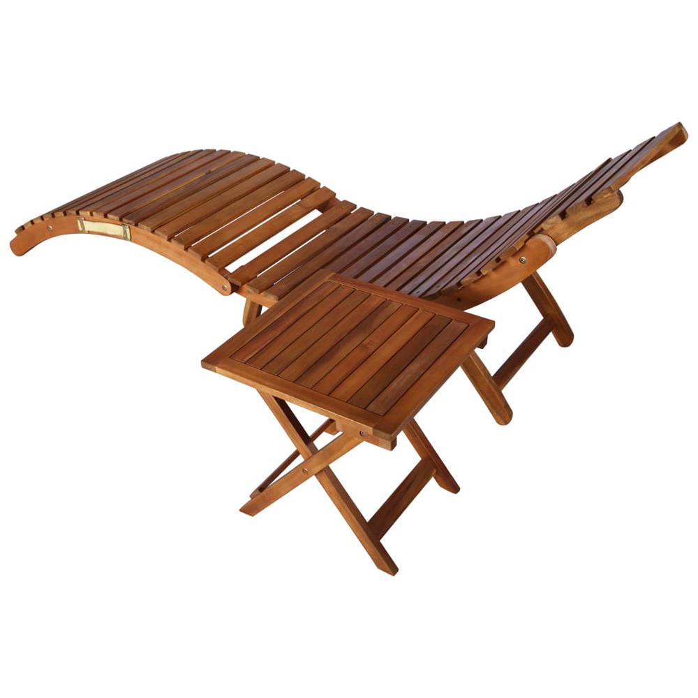 Vidaxl Sunlounger With Table Solid Acacia Wood Brown, 46653