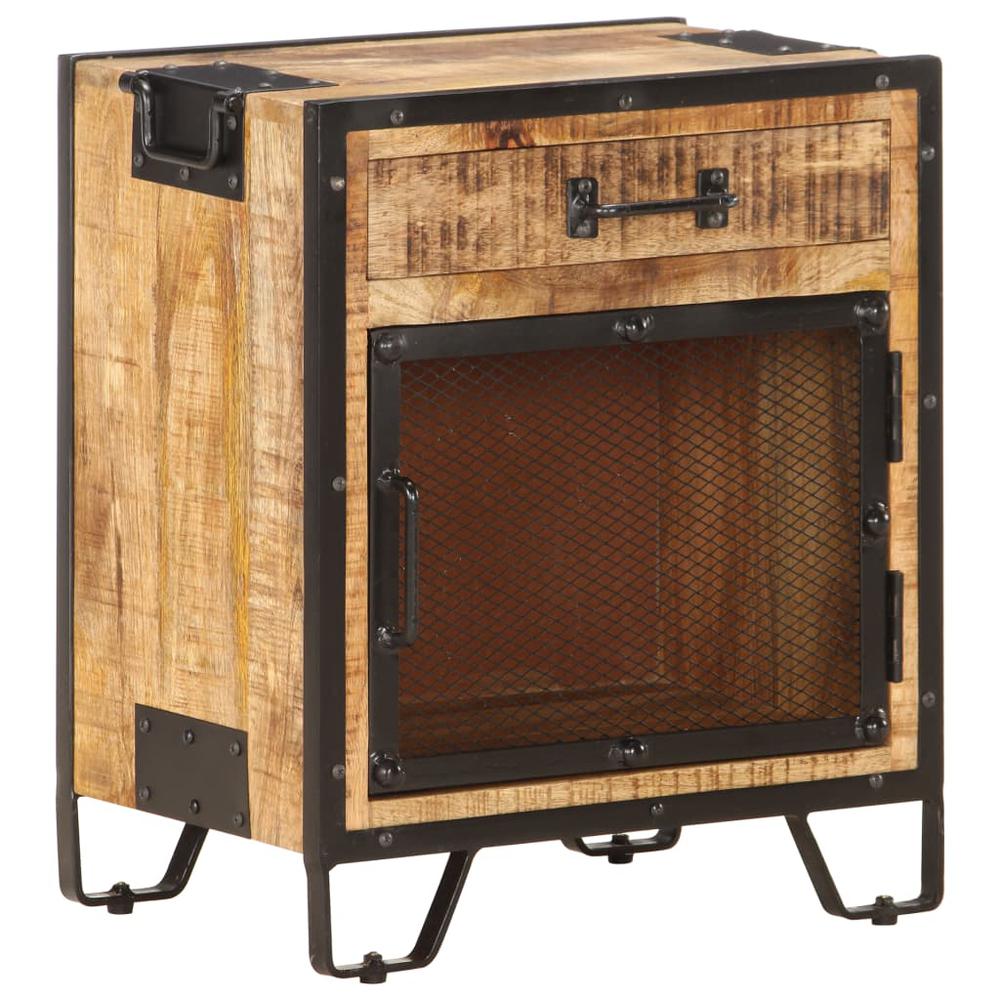 Image of Vidaxl Bedside Cabinet 16.9"X11.8"X20" Solid Rough Mango Wood, 285892