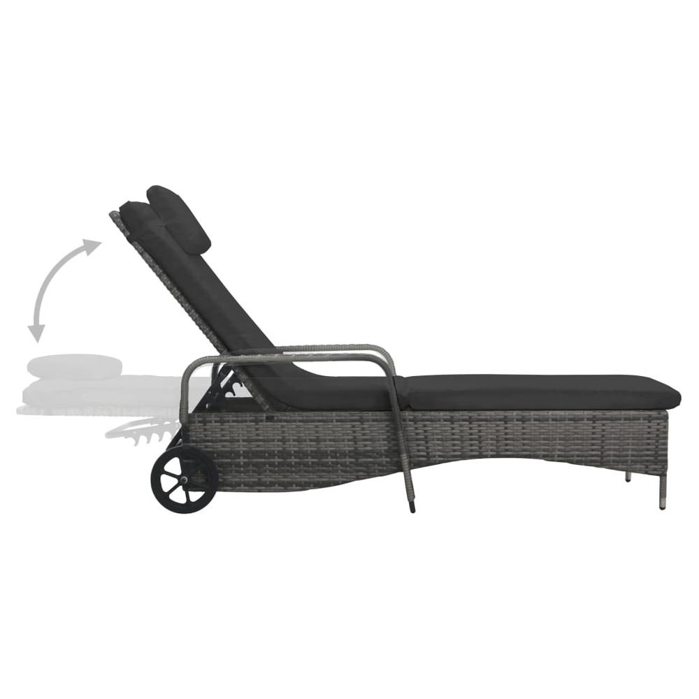 Vidaxl Sun Lounger With Wheels Poly Rattan Anthracite, 49497