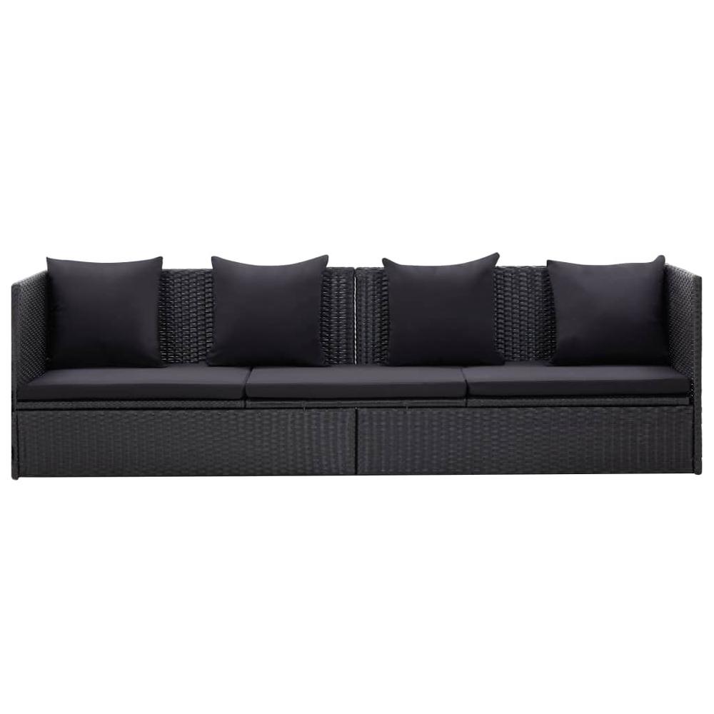Vidaxl Outdoor Sofa With Cushion And Pillow Poly Rattan Black, 46087