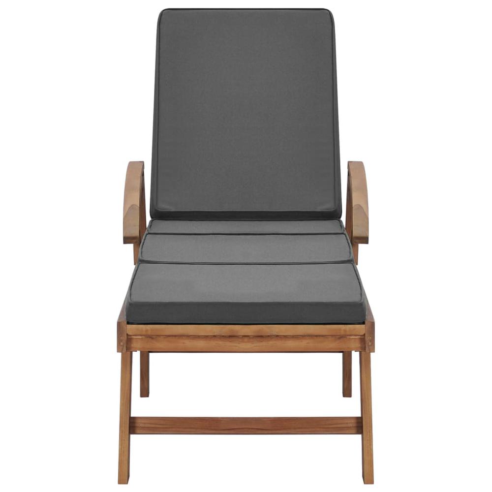 Vidaxl Sun Loungers With Cushions 2 Pcs Solid Teak Wood Dark Gray, 3054634