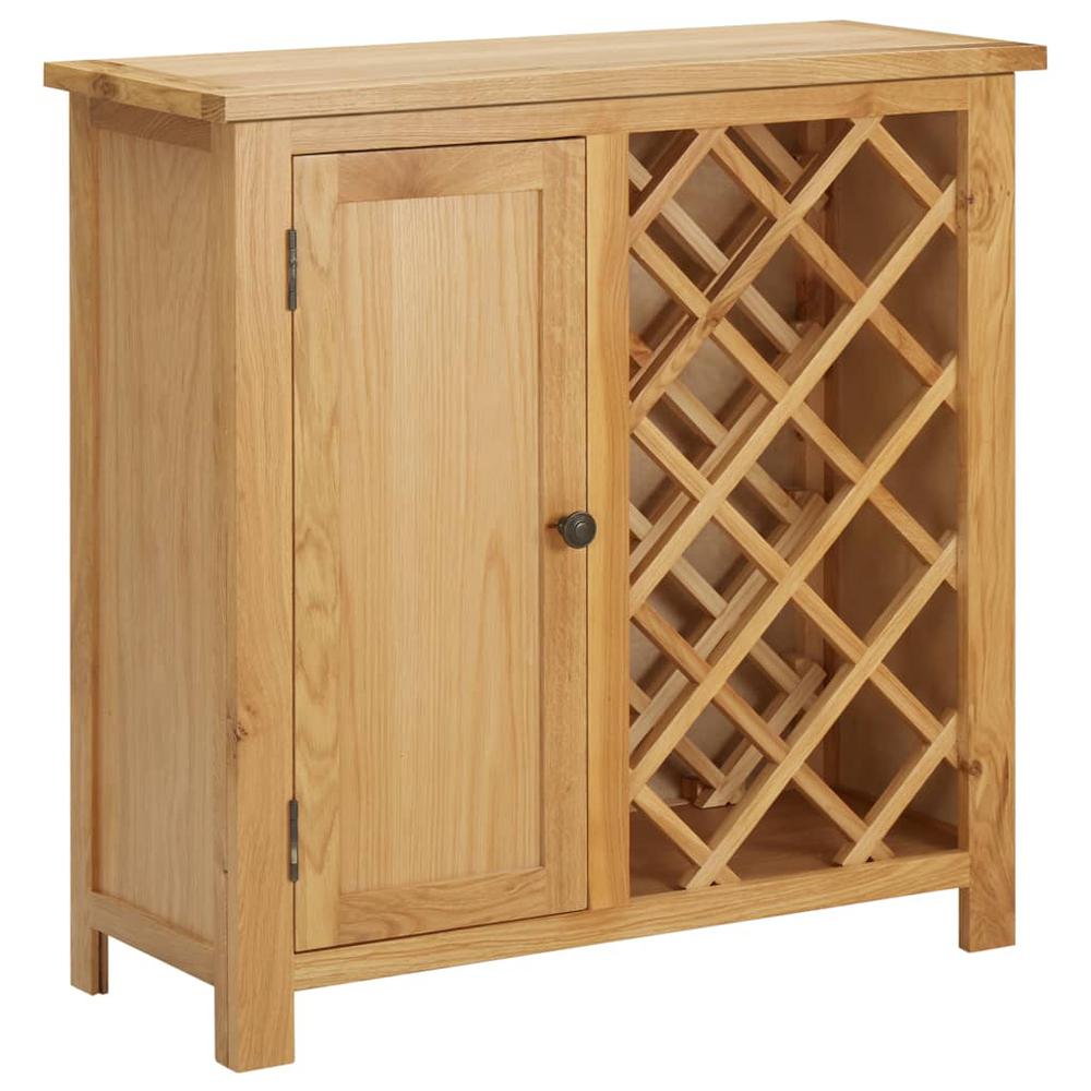 This is the image of vidaXL Solid Oak Wood Wine Cabinet for 11 Bottles - 31.5"x12.6"x31.5" - Model 289200